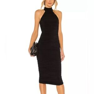 Nookie Black Halter Backless Midi Dress